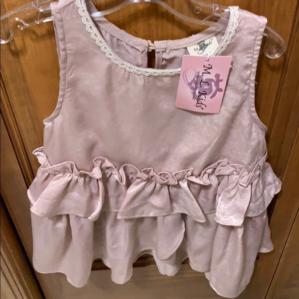 NWT MLKids sleeveless blush/rose ruffled top